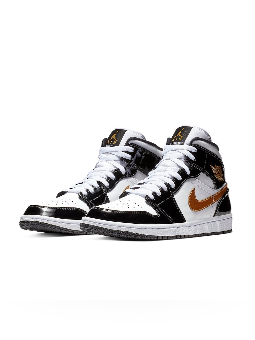 Jordan Air Force 1 Mid Basketball Athletic Shoes White Black Gold